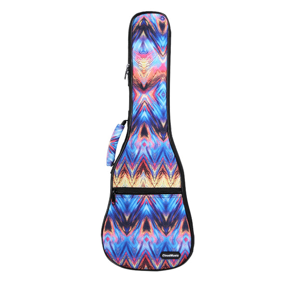 CLOUDMUSIC National Hawaiian Ukulele Bag Ukulele Case ( Blue Yellow Waves)