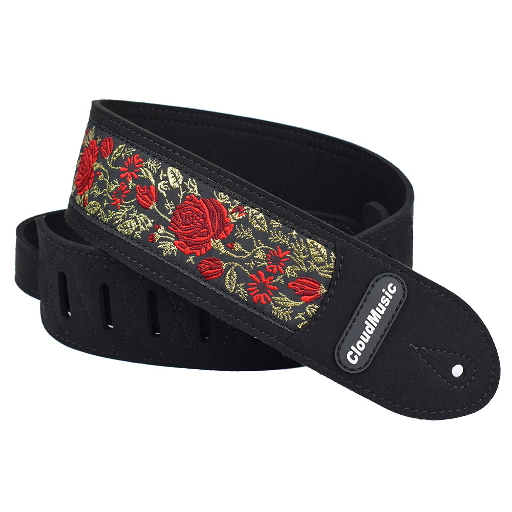 CLOUDMUSIC Guitar Strap PGS Series Jacquard Leather Roses