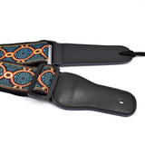 CLOUDMUSIC Guitar Strap Jacquard Weave Strap With Leather Ends Vintage Classical Pattern Design Picks Free