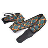 CLOUDMUSIC Guitar Strap Jacquard Weave Strap With Leather Ends Vintage Classical Pattern Design Picks Free