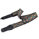 CLOUDMUSIC Guitar Strap Jacquard Weave Strap With Leather Ends Vintage Classical Pattern Design Picks Free