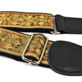 CLOUDMUSIC Guitar Strap Jacquard Weave Strap With Leather Ends Vintage Classical Pattern Design Picks Free