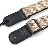 CLOUDMUSIC Hawaiian Blue Ukulele Strap With Ukulele Strap Buttons Black Leather Ends
