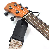 CLOUDMUSIC Hawaiian Blue Ukulele Strap With Ukulele Strap Buttons Black Leather Ends