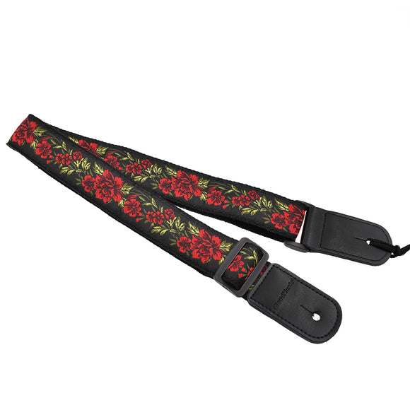 CLOUDMUSIC Ukulele Strap Hawaiian Hibiscus Roses Floral Strap For Soprano Concert Tenor Baritone