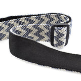 CLOUDMUSIC Hawaiian Blue Ukulele Strap With Ukulele Strap Buttons Black Leather Ends