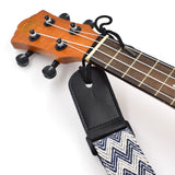 CLOUDMUSIC Hawaiian Blue Ukulele Strap With Ukulele Strap Buttons Black Leather Ends