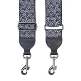 CLOUDMUSIC Banjo Strap Guitar Strap For Handbag Purse Jacquard Woven With Leather Ends And Metal Clips(Vintage White Pattern)