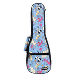 CLOUDMUSIC Ukulele Case Hawaiian Flowers Flamingo Pink Animals Bag Backpack For Soprano Concert (Soprano, Panda In Blue)