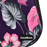 CLOUDMUSIC Ukulele Case Water Resistant Waterproof Ukulele Backpack Hawaiian Hibiscus Flowers For Soprano Concert ( Flowers in purple)