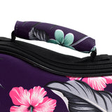 CLOUDMUSIC Ukulele Case Water Resistant Waterproof Ukulele Backpack Hawaiian Hibiscus Flowers For Soprano Concert ( Flowers in purple)