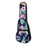 CLOUDMUSIC Ukulele Case Water Resistant Waterproof Ukulele Backpack Hawaiian Hibiscus Flowers For Soprano Concert (Soprano, Flowers in dark blue)