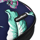 CLOUDMUSIC Ukulele Case Water Resistant Waterproof Ukulele Backpack Hawaiian Hibiscus Flowers For Soprano Concert (Soprano, Flowers in dark blue)