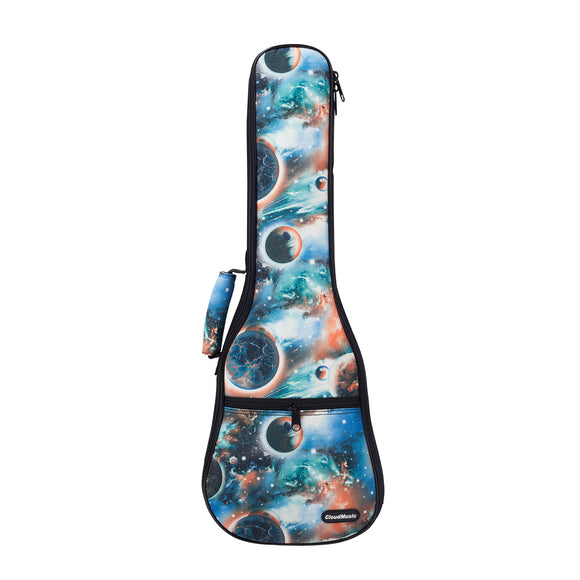 CloudMusic Soprano Ukulele Bag Galaxy Case Fashion Ukulele Gig Bag With Black Adjustable Straps Blue Green Starry Night Planet Patter