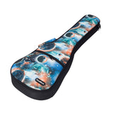 CloudMusic Soprano Ukulele Bag Galaxy Case Fashion Ukulele Gig Bag With Black Adjustable Straps Blue Green Starry Night Planet Patter