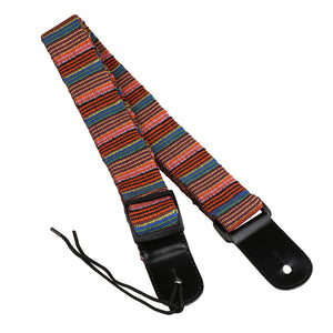 CLOUDMUSIC Hawaiian Blue Ukulele Strap With Ukulele Strap Buttons Black Leather Ends