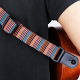 CLOUDMUSIC Hawaiian Blue Ukulele Strap With Ukulele Strap Buttons Black Leather Ends