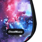 CLOUDMUSIC Soprano Ukulele Case Galaxy Ukulele Backpack Aurora Violet 10mm Padded Ukulele Gig Bag With Planet Starry Night Pattern Purple