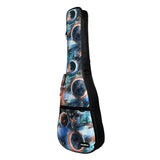 CloudMusic Soprano Ukulele Bag Galaxy Case Fashion Ukulele Gig Bag With Black Adjustable Straps Blue Green Starry Night Planet Patter