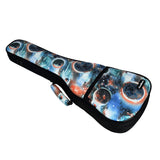 CloudMusic Soprano Ukulele Bag Galaxy Case Fashion Ukulele Gig Bag With Black Adjustable Straps Blue Green Starry Night Planet Patter