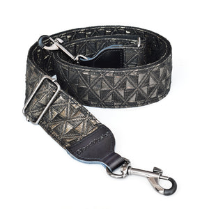 CLOUDMUSIC Banjo Strap Guitar Strap For Handbag Purse Jacquard Woven With Leather Ends And Metal Clips(Shiny Triangle)