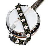 CLOUDMUSIC Banjo Strap Guitar Strap For Handbag Purse Jacquard Woven With Leather Ends And Metal Clips(White Flowers)