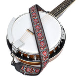 CLOUDMUSIC Banjo Strap Guitar Strap For Handbag Purse Jacquard Woven With Leather Ends And Metal Clips(Red Pattern)