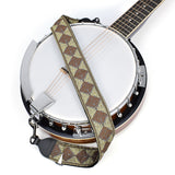 CLOUDMUSIC Banjo Strap Guitar Strap For Handbag Purse Jacquard Woven With Leather Ends And Metal Clips(Vintage Grey)
