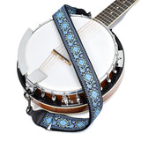 CLOUDMUSIC Purse Banjo Strap Guitar Strap For Handbag Purse Jacquard Woven With Leather Ends And Metal Clips(Blue Pattern)