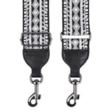 CLOUDMUSIC Purse Banjo Strap Jacquard Woven With Leather Ends And Metal Clips (Black and White)