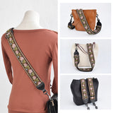 CLOUDMUSIC Banjo Strap Guitar Strap For Handbag Purse Jacquard Woven With Leather Ends And Metal Clips(Roses In Coffee)