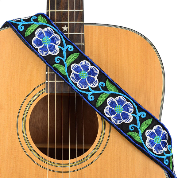 CLOUDMUSIC Guitar Strap Jacquard Weave Strap With Leather Ends Vintage Classical Pattern Design Guitar Picks Free