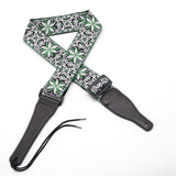 CLOUDMUSIC Guitar Strap Jacquard Weave Strap Apollo Sunny In Black pattern With Leather Ends Vintage Classical Pattern Design With Guitar Picks