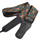 CLOUDMUSIC Guitar Strap Jacquard Weave Strap With Leather Ends Vintage Classical Pattern Design Picks Free