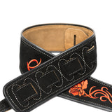 CLOUDMUSIC Guitar Strap Leather Guitar Strap Black With Red Roses For Acoustic Guitar Classical Guitar Electric Guitar Bass