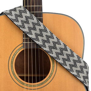 CLOUDMUSIC Guitar Strap Jacquard Weave Strap With Leather Ends Vintage Classical Pattern Design Guitar Picks Free