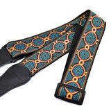 CLOUDMUSIC Guitar Strap Jacquard Weave Strap With Leather Ends Vintage Classical Pattern Design Picks Free
