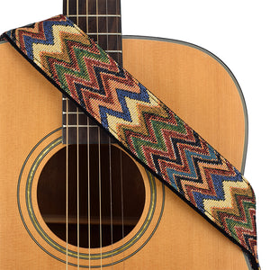 CLOUDMUSIC Guitar Strap Jacquard Weave Strap With Leather Ends Vintage Classical Pattern Design Guitar Picks Free