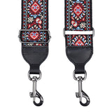 CLOUDMUSIC Banjo Strap Guitar Strap For Handbag Purse Jacquard Woven With Leather Ends And Metal Clips(Red Pattern)