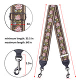 CLOUDMUSIC Banjo Strap Guitar Strap For Handbag Purse Jacquard Woven With Leather Ends And Metal Clips(Roses In Coffee)
