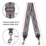 CLOUDMUSIC Banjo Strap Guitar Strap For Handbag Purse Jacquard With Leather Ends And Metal Clips(Vintage Brown Diamond)