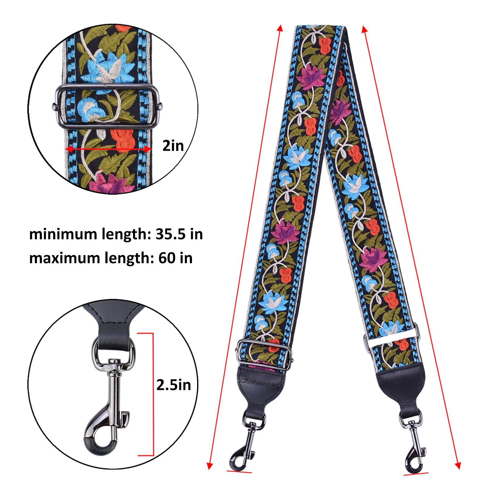 Interchangeable Purse / Bag Strap. Colorful Guitar Strap — Barlow Blue