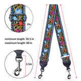 CLOUDMUSIC Banjo Strap Guitar Strap For Handbag Purse Jacquard Woven With Leather Ends And Metal Clips(Blue Pink Flower)