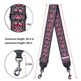 CLOUDMUSIC Banjo Strap Guitar Strap For Handbag Purse Jacquard Woven With Leather Ends And Metal Clips(Red Pattern)