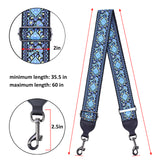 CLOUDMUSIC Purse Banjo Strap Guitar Strap For Handbag Purse Jacquard Woven With Leather Ends And Metal Clips(Blue Pattern)