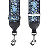 CLOUDMUSIC Purse Banjo Strap Guitar Strap For Handbag Purse Jacquard Woven With Leather Ends And Metal Clips(Blue Pattern)