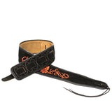 CLOUDMUSIC Guitar Strap Leather Guitar Strap Black With Red Roses For Acoustic Guitar Classical Guitar Electric Guitar Bass