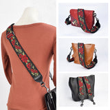 CLOUDMUSIC Banjo Strap Guitar Strap For Handbag Purse Jacquard Woven With Leather Ends And Metal Clips(Red Roses)