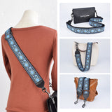 CLOUDMUSIC Purse Banjo Strap Guitar Strap For Handbag Purse Jacquard Woven With Leather Ends And Metal Clips(Blue Pattern)