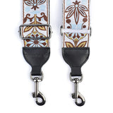 CLOUDMUSIC Banjo Strap Guitar Strap For Handbag Purse Jacquard Woven With Leather Ends And Metal Clips(Vintage Patten In White)